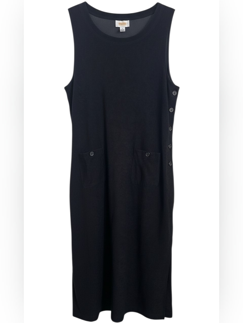 Talbots Faux Suede Sleeveless Jumper Dress Pocket Lagenlook Academia Modest Med